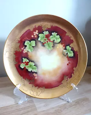 Vintage Hand Painted Decorative Cabinet Plate Holly Berries Berry Gold Trim • £7.60