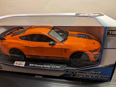 Maisto 1:18 Scale 2020 Ford Mustang Shelby Cobra GT500 Die Cast Model In Orange. • £35