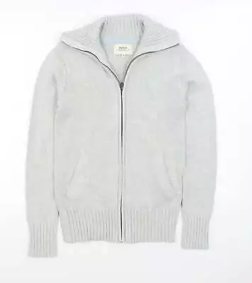 Matalan Womens Grey Collared Cotton Cardigan Jumper Size 8 • £7