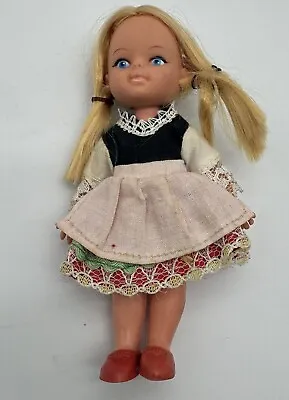 Vintage Playmates Doll 6  Germany Dress Blonde Blue Eyes Made In Hong Kong Toy • $9.25