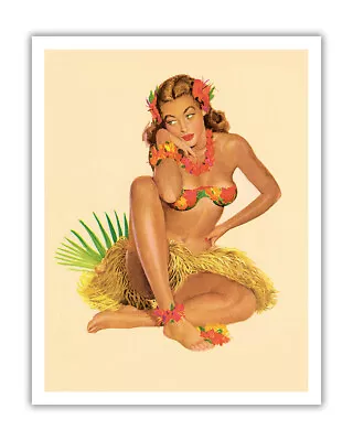 Hawaiian Girl - June 1949 Vintage Calendar Page By Al Moore • $12.98
