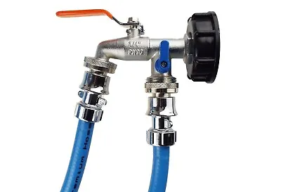 IBC 2  S60X6 Thread Cap Double Lever Valve Tap & 2 Chrome Hose Connections • £19.99