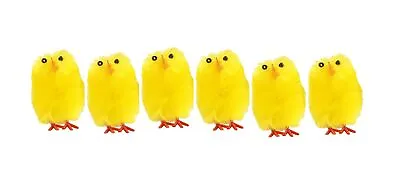6 Small Fluffy Easter Chicks Cute Yellow Easter Bonnet Decorations Craft Chicks • £4.99