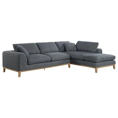  Low Profile Retro Woven Grey Contrast Stitched Sectional Living Room Furniture  • $1799
