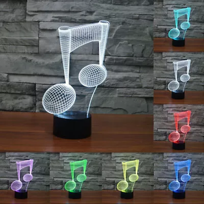 New Home Decor Music Note 3D LED Night Lights 7-Color Acrylic Visual Touch Lamp • $14.47