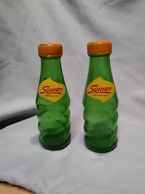 Squirt Soda Salt And Pepper Shakers Vintage 1974 Glass With Plastic Tops • $3.95