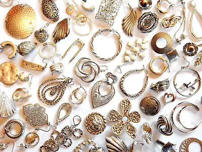 Vtg Lot Of 30 Silver Tone Single Earrings Random Selection Jewelry Making Crafts • $21