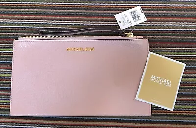 NWT Michael Kors Jet Set Large Pink Blossom Leather Wristlet • $50