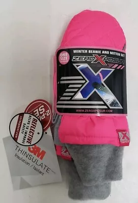 3M Thinsulate ZeroXposur Winter Beanie Mitten Set Toddler One Size Pink Girls • $13.95