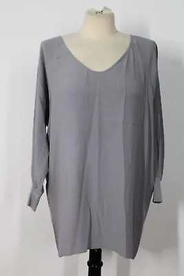 Vince M Gray Silk Stretch Dolman Sleeve Hi Low Tunic Top • $26.75