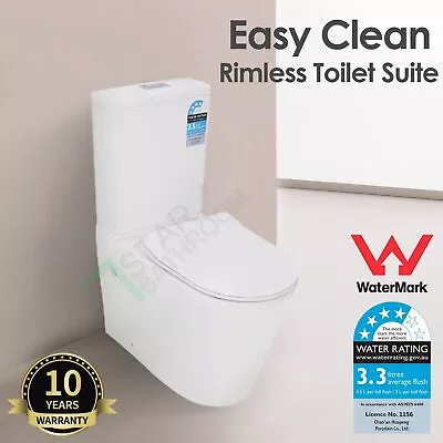 Bathroom Back To Wall Rimless Dual Flush Toilet Suite Soft Close Seat P S Trap • $569.66