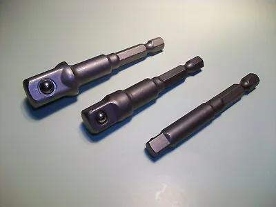 Mannesmann 3 X Drill Socket Adapter Set 1/2 / 3/8  / 1/4  Converter 1/4  Drive • £5.79
