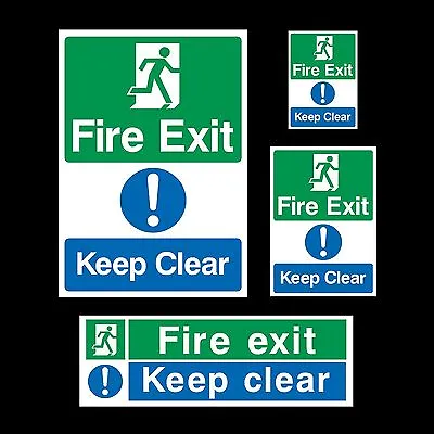 £1.39 • Buy Fire Exit Keep Clear Emergency Exit Plastic Sign Or Sticker - All Sizes
