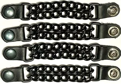 4 Matte Black Powder Coated Double Chain Motorcycle Vest Extenders Made In Usa • $23.99