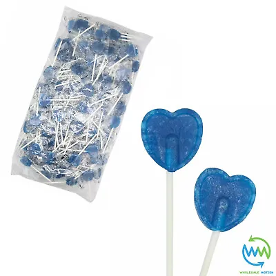 HEART LOLLIPOPS Sweets VALENTINES DAY Candy Love WEDDING Blue Raspberry LOLLY UK • £44.99