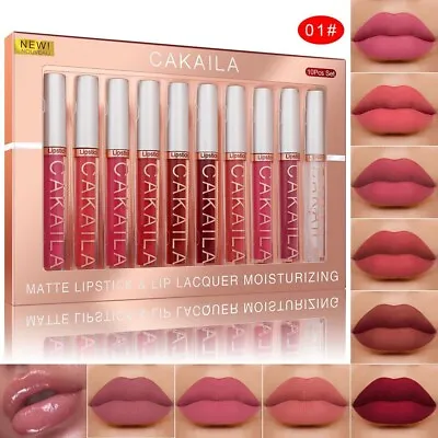 10pcs Long Lasting Lip Gloss Set Glazed Matte Beauty Liquid Lipstick Lip Makeup • £6.98