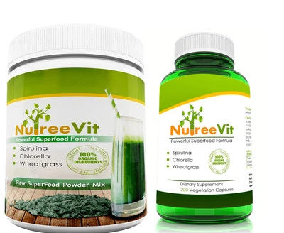 $38.69 • Buy #1 Combo Pack SuperFood Mix - Spirulina Chlorella Wheatgrass- 8oz & 200 Capsules