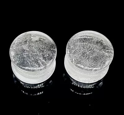 PAIR Natural Crystal Quartz Plugs Double Flare Handmade Size 3mm To 50 & More • $17.74