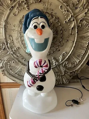 Disney Frozen Olaf Christmas Lawn Decoration Light Up 24  Tall Plastic Blow Mold • $79.99