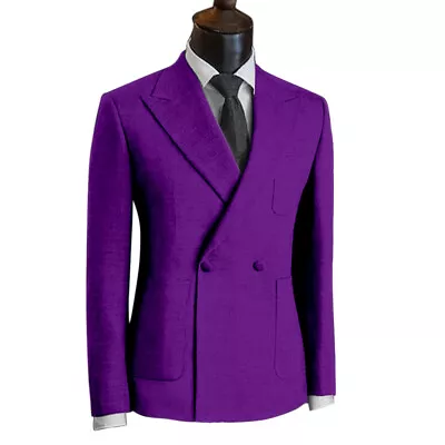 Business Men Blazer Suits Groom Tuxedo Regular Fit Double Breasted Jackets Coats • $72.79