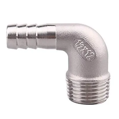 Stainless Steel Elbow 1/2” Hose Barb To 1/2” MNPT • $10.99