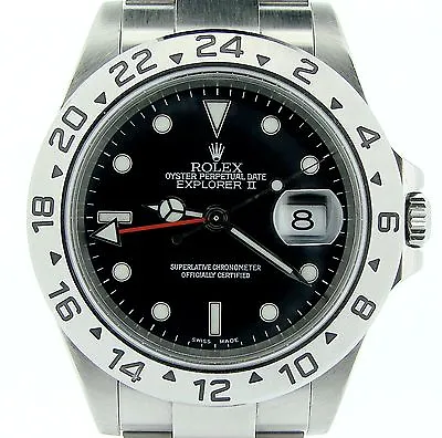 Rolex Stainless Steel Explorer II Date Watch SEL  No Holes  40mm Black 16570T • $14643.90