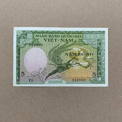 VIETNAM SOUTH 5 Dong Banknote 1955 Vietnamese Currency Paper Money Memorabilia • $39.95