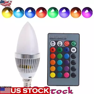 16 Colors 3W RGB LED Bulb E12 E14 Remote Control Candle Screw Light Lamps • $10.89