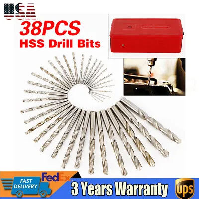 38 PCS HSS Twist Metric Drill Bit Set 1-13mm For Steel Plate NEW Workshop Tool  • $41