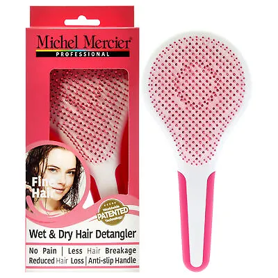 Michel Mercier Wet And Dry Hair Detangler Fine Hair - Pink-White Hair Brush 1 Pc • $12.69