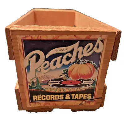 Vintage Wooden Peaches Records & Tapes Storage Crate For Cassette Tapes Nice! • $19.97