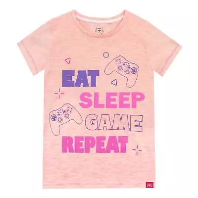 Eat Sleep Game Repeat Kids Girls 6 7 8 9 10 11 12 13 Years Daywear T-Shirt Top • £9.99