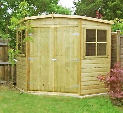 £831 • Buy Shire 8x8 Shiplap Pressure Treated Timber Double Door Corner Shed