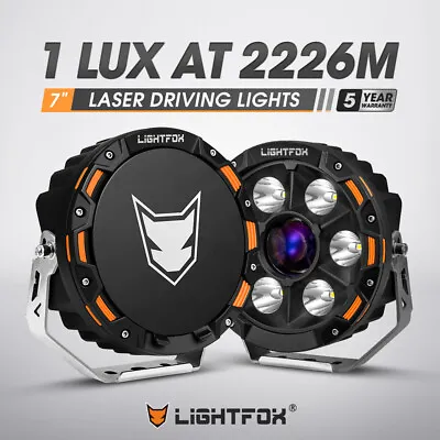 Lightfox 7inch Osram Laser LED Driving Lights Black Round Offroad Truck SUV 4x4 • $319.95