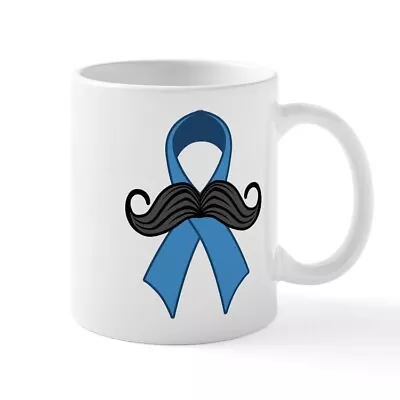 CafePress Prostate Awareness Ribbon Moustache Mugs 11 Oz Ceramic Mug (955807958) • $14.99