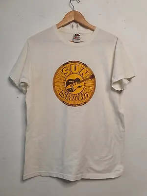 Vintage Sun Records Shirt Mens Size Medium White Yellow Elvis Memphis • $84.81