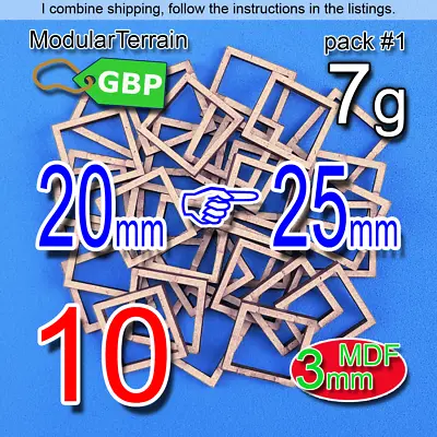 10x Adapter 20mm To 25mm Square Base 3mm MDF Warhammer 40K AOS The Old World • £1.98