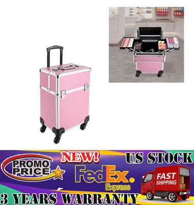 $60 • Buy Professional Rolling Makeup Train Case Cosmetic Trolley Makeup Storage Organizer