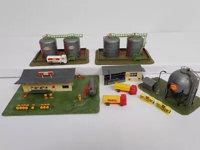 Lot Of 5 Assembled N Scale Faller Shell / ESSO Fuel Depot Buildings & Fuel Tanks • $18.50