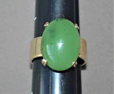 Vintage Men's 14K Gold Siberian Jadeite Jade Men's Ring • $1295