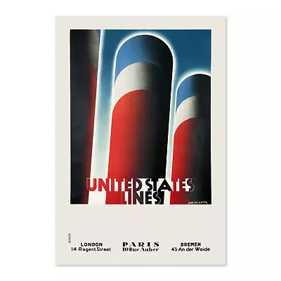 United States Lines Vintage Travel Poster - Classical Art Reproduction • $22.09