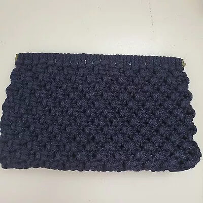 Vintage Blue Macrame/crochet Clutch Purse Bag Handbag Pocketbook Lined • $12.95