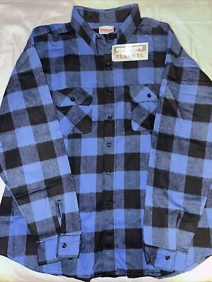 WearGuard Men's Brawny Flannel Heavyweight Cotton Shirt Blue/Black Plaid XXXL • $29.99