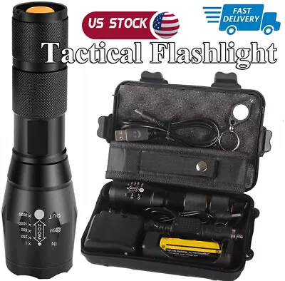 Super-bright Flashlight 50000LM USB Rechargeable Military Police Tactical Torch • $24.99