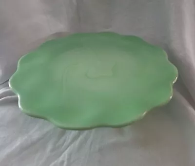 Martha Stewart By Mail Fenton Jadeite / Jade Vintage Scalloped Footed Cake Stand • $150