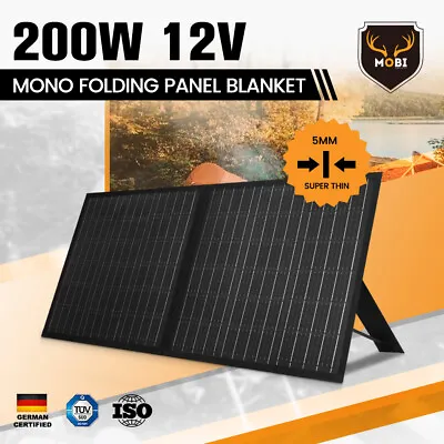 MOBI 12V 200W Folding Solar Panel Blanket Caravan Mono Completed Kit With Legs • $169.95
