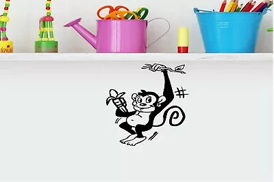 Monkey Hanging With Banana Vinyl Decal Home Décor 12  X 12  • $13.49