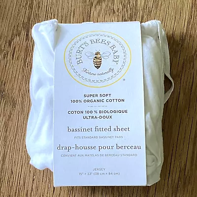 Burt's Bees Baby Bassinet Fitted Sheet White Organic Cotton Jersey Nursery NEW • $9.99