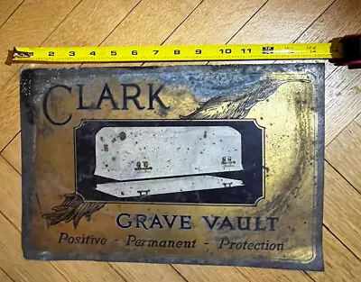 Vintage Metal Funeral Sign “ Grave Vault “ Antique Mortuary - SUPER RARE • $295