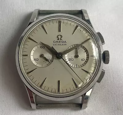 Vtg 1959 Omega 2463/1 Cal 320 17J Chronograph Watch W Turler On Dial - Running • $900